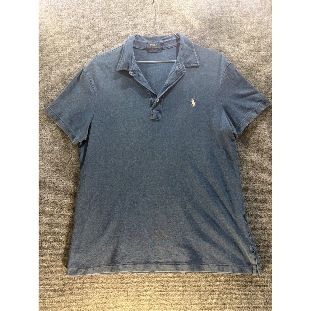 Polo Ralph Lauren Men Blue Featherweight Mesh Cotton Short Sleeve Polo Shirt L